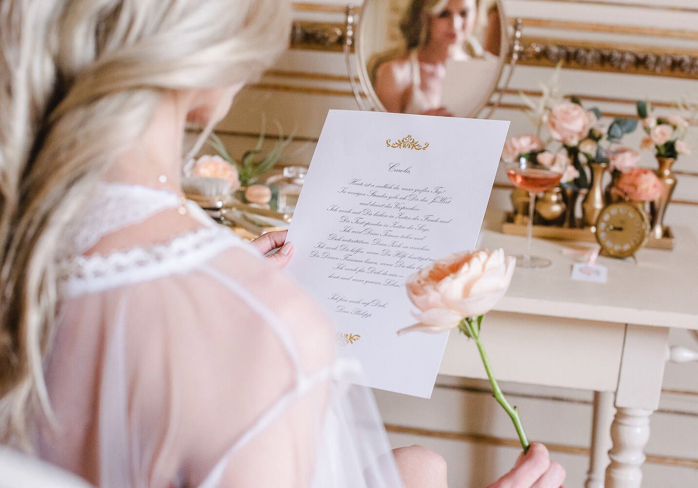 Hochzeitsinspiration in Grün und Apricot